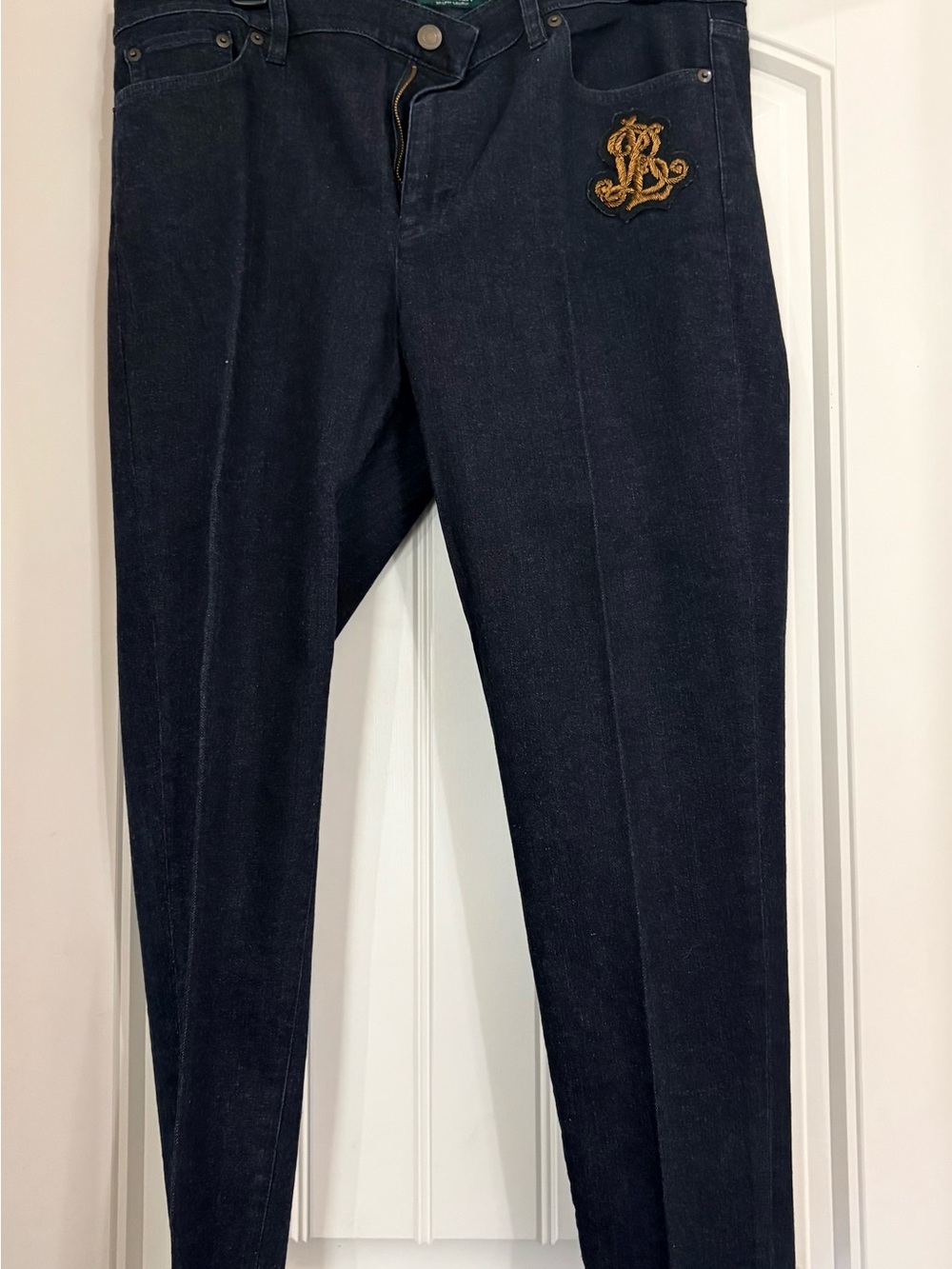 Lauren Ralph Lauren Dark Navy Ankle Jeans with Gold Crest